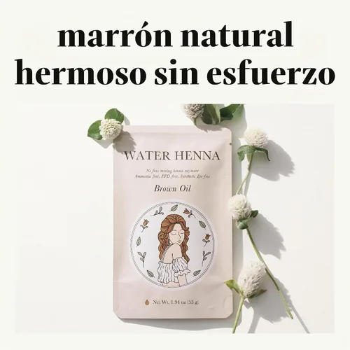 Vista 2 de Tinte para el cabello castaño con henna de agua, mezcla de 1 minuto, 60 minutos, para usuarios de henna e índigo 1-minute mix and 60-minute