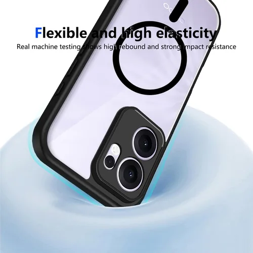Vista 47 de Funda magnética transparente compatible con Xiaomi 17T, color negro 2 en 1 PC + TPU cubierta de teléfono a prueba de golpes, carcasa protectora