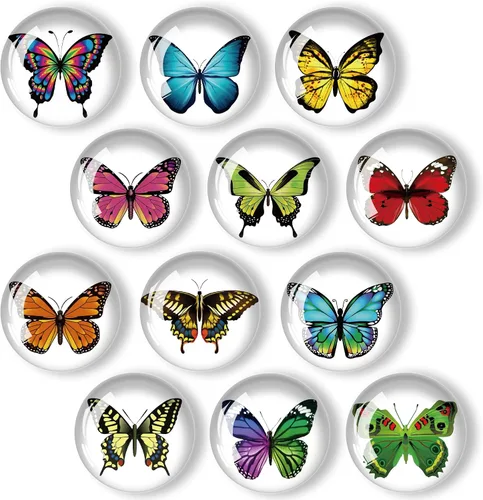 Vista 8 de 12 piezas de imanes de nevera de vidrio con fuerte magnetismo, adhesivo para nevera, decoración de nevera de cristal de estilo bohemio