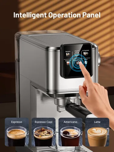 Vista 4 de Máquina de espresso KEENSTAR de 20 bares con preparación rápida de café frío, máquina de café caliente y helado, máquina de espresso con espumador