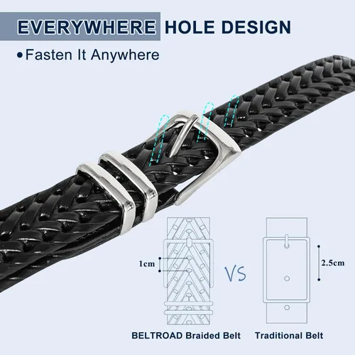 Vista 3 de Cinturón de cuero trenzado para hombre, jeans casuales, golf, hebilla de aleación tejida de cuero para hombre, cinturones trenzados a mano, regalo