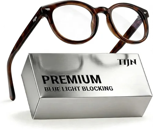 Vista 24 de TIJN Gafas de bloqueo de luz azul para hombres y mujeres, gafas de montura redonda gruesa vintage