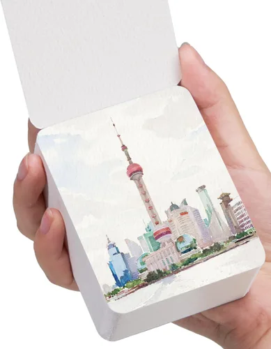Vista 11 de Lightwish 60 Hojas Mini Cuaderno de Bocetos de Acuarela 2.6 * 2.6'' Prensado en Frío 300gsm/140lb, Cuaderno de Pintura Cuadrado Portátil Desgarrable