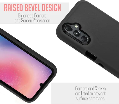 Vista 5 de Jackpotwireless - Funda para Samsung Galaxy A24 4G, de cuerpo completo, resistente, giratoria, con clip para cinturón, funda de doble capa, soporte