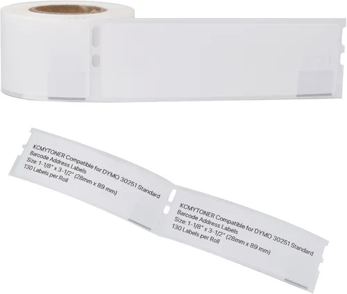 Vista 7 de 1 rollo (130 etiquetas/rollo) compatible con DYMO 30251 1-1/8 pulgadas x 3-1/2 pulgadas, etiquetas de código de barras blancas de alta calidad