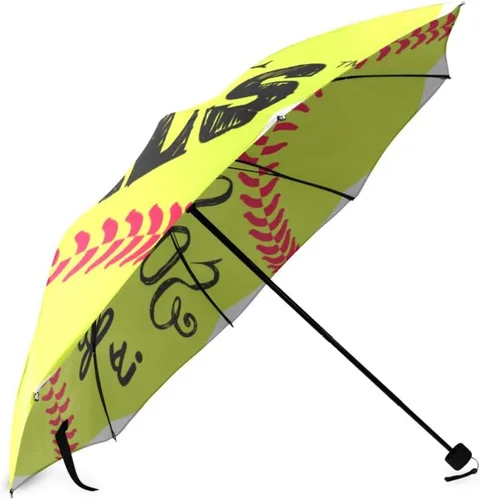 Vista 3 de Artsbaba Paraguas de softball es para niñas, paraguas de lluvia plegable con protección UV, paraguas compacto de viaje