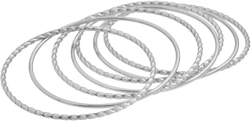 Vista 3 de Edforce Stainless Steel Pulsera trenzada fina y redonda apilable para mujer, juego de 7