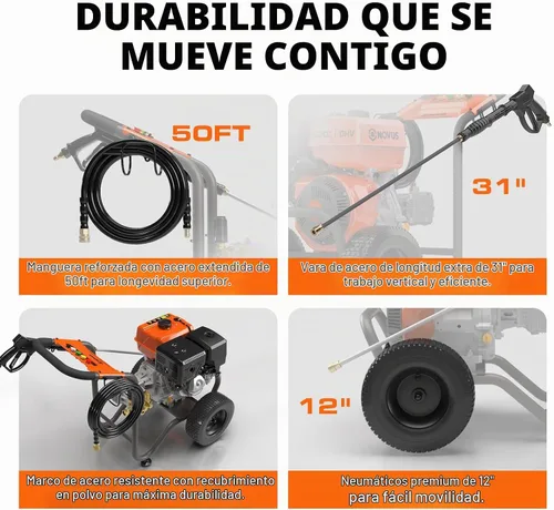 Vista 5 de NOVUS Lavadora a presión de gas 420CC 4400 PSI 4.2 GPM Lavadora eléctrica