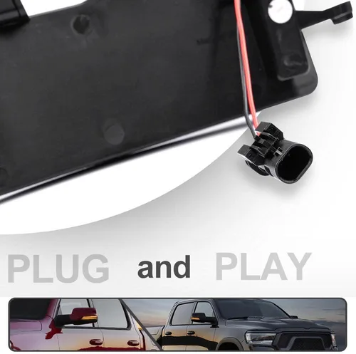Vista 6 de 2 piezas de luces LED intermitentes secuenciales ámbar para espejo lateral para Dodge Ram 1500 2019-2024, indicador de intermitente, luz de señal