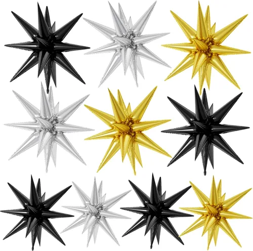 Vista 20 de Globos de papel de aluminio color beige crema, 10 globos grandes de 22 pulgadas de explosión de estrella de cono de café beige crema
