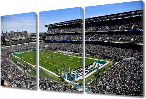 Vista 12 de TUMOVO MetLife Stadium - Decoración de pared de Nueva York, 3 piezas, lienzo, arte de pared para decoración del hogar, juegos de fútbol americano