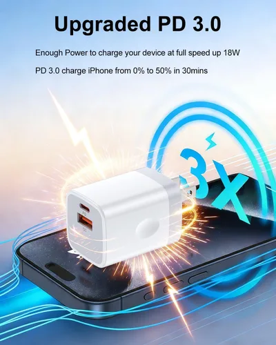 Vista 2 de Bloque de cargador rápido USB C Google Pixel 10a 9 8, cargador de pared de doble puerto para Google Pixel 10 Pro Fold 9a 9 Pro XL 8a 8 7a 7 6a 6 5a