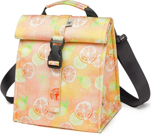 Vista 6 de Sunny Bird - Lonchera reutilizable para adultos, para hombres, mujeres, adolescentes, niños, lonchera grande aislada, bolsa de almuerzo para la Negro