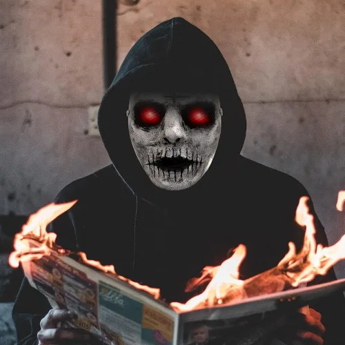 Vista 7 de Máscara de asesino de demonios, máscara de zombi de terror con ojos