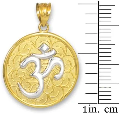 Vista 2 de Colgante con medallón de oro de 14 quilates en dos tonos (AM)
