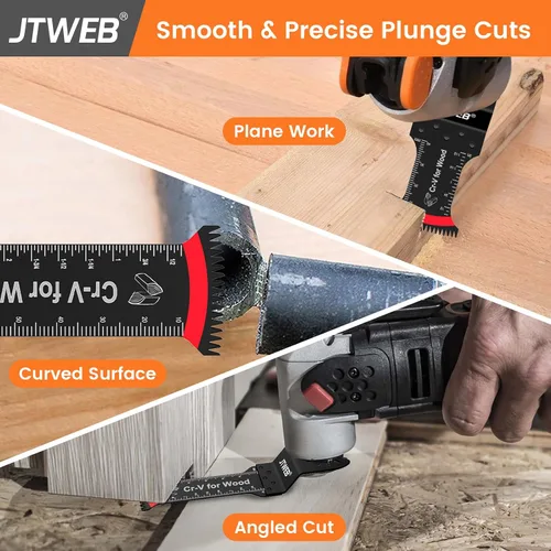 Vista 5 de JTWEB Hojas de sierra oscilantes de dientes japoneses de madera, 12 piezas estándar y de alcance extra largo con borde en forma de arco, cuchillas