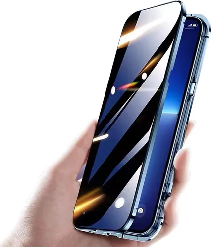 Vista 20 de Funda antimiradas con cerradura para iPhone 13 Pro, funda magnética de vidrio con protector de lente de cámara integrado, protector de pantalla