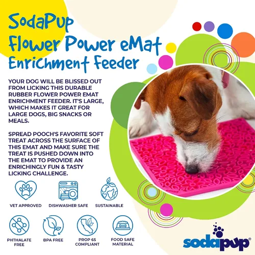 Vista 3 de SodaPup Flower Power eMat - Tapete Alimentador Duradero para Lamer Fabricado en EE.UU. con Goma No Tóxica, Segura para Mascotas, Apta para Alimentos