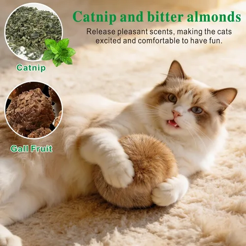 Vista 4 de 5 piezas de juguetes para gatos con hierba gatera, bola suave para gatos de interior masticar