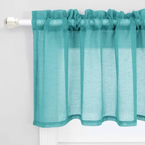 Vista 10 de KOUFALL Vallas de Cocina para Ventanas, Vallas de Lino Translúcidas de Estilo Granja para la Sala de Estar, Beige