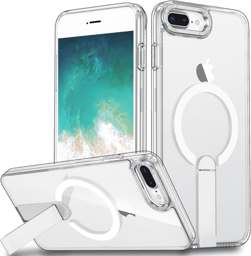 Vista 34 de Funda para iPhone 8 Plus, funda para iPhone 7 Plus, soporte magnético integrado [compatible con Magsafe] Funda protectora translúcida a prueba