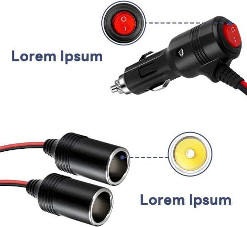 Vista 2 de Divisor para Encendedor de Cigarrillos de Coche, Adaptador Divisor de 12 V para Coche, Soporta Carga Rápida, Divisor de 1 a 2 Puertos de Carga