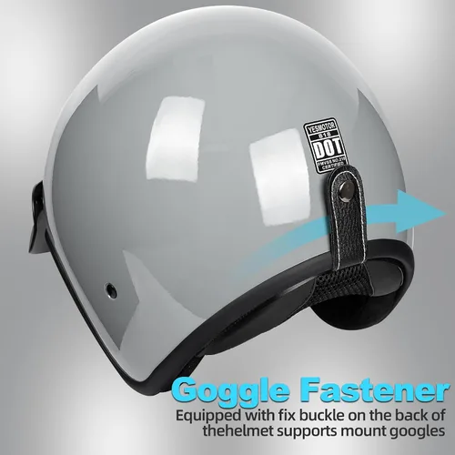 Vista 3 de Yesmotor Casco de motocicleta retro de cara abierta 3/4, casco Vespa, aprobado por DOT, adultos, unisex, entusiastas de la motocicleta, amantes