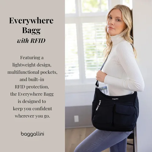 Vista 28 de Baggallini womens Everywhere Bagg Crossbody Women 11x9 Lightweight Nylon Hobo Water-resistant Travel Bag W/Rfid
