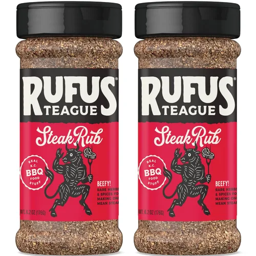 Vista 10 de Rufus Teague - Steak Rub - Premium BBQ Rub - Botella de 6.2 oz Premium Barbecue Seasoning & Dry Rub for Smoking and Grilling, Burgers & More