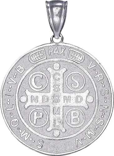 Vista 2 de Collar con colgante reversible de plata de ley con medalla de San Benito, 1.260 in