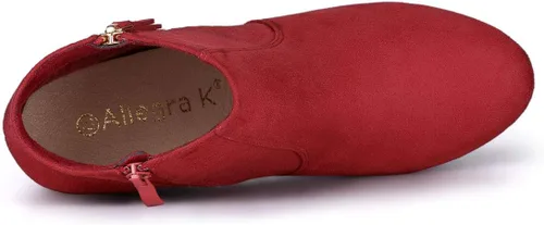 Vista 5 de Allegra K Botines de tacón grueso con cremallera lateral para mujer