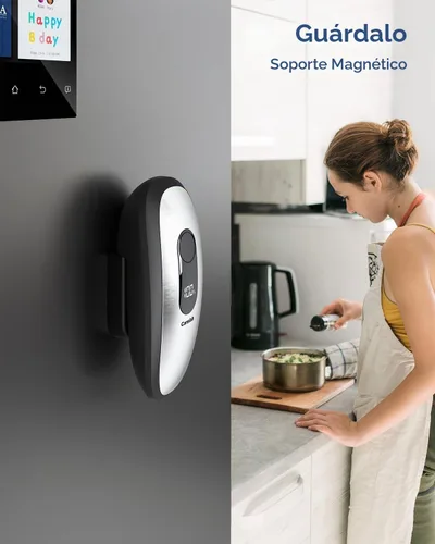 Vista 5 de Canslab Abrelatas eléctrico recargable IRON: fácil almacenamiento de montaje en pared, parada automática inteligente y pista de batería LED