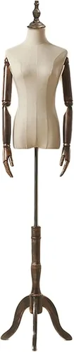 Vista 8 de Clothing Store Props Female Bust, with Wood Arms & Base, Window Display Rack Full Body Wedding Dress Rack,Sqaure Base1-S,Sqaure Base1-M