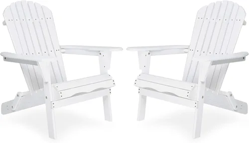 Vista 11 de Folding Adirondack Chair Set of 2 - Solid Cedar Wood Patio Chairs with Embossed Grain, Half Pre-Assembled Outdoor Lounge Chairs for