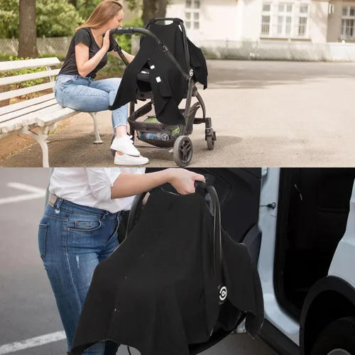 Vista 7 de Peekaboo - Funda de asiento de automóvil para bebé, cubierta de asiento de automóvil de muselina para bebé, unisex, grande, ajuste universal