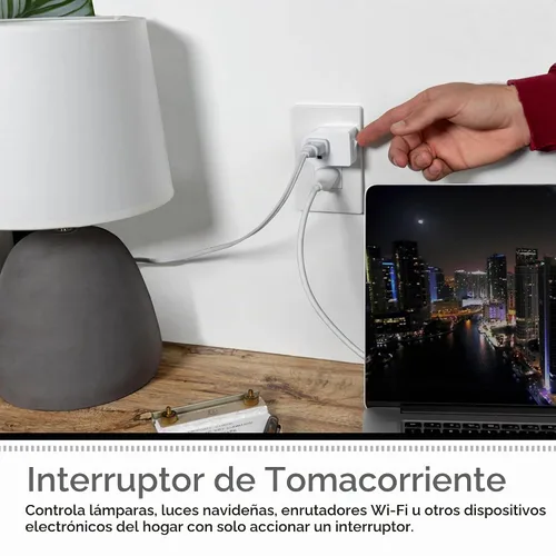 Vista 4 de Cordinate Interruptor de encendido y apagado con toma con conexión a tierra, 3 clavijas, adaptador de enchufe, fácil de instalar, para luces