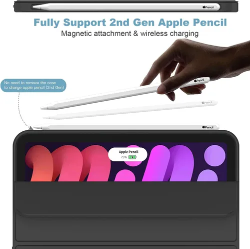 Vista 2 de iMieet Funda para iPad mini 7 2024 (A17 Pro), iPad mini 6 (8.3 pulgadas, modelo 2021), iPad mini 7ª/6ª generación con soporte para lápices, funda