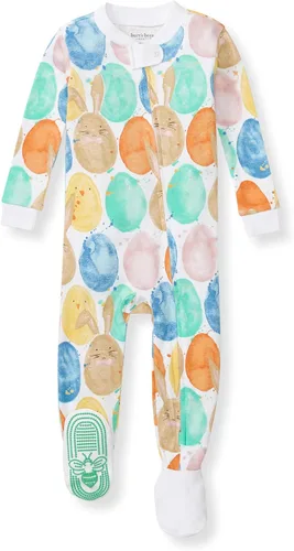 Vista 123 de Burt's Bees Baby Pijama para bebé niña, 100% algodón orgánico, pijama de una pieza, overol diagonal con cremallera, ajuste cómodo