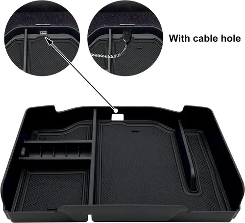 Vista 3 de Organizador de consola central compatible con Dodge RAM 1500 2500 3500 2026 2025 2024 2023 2022-2019 Accesorios Caja de almacenamiento interior Negro