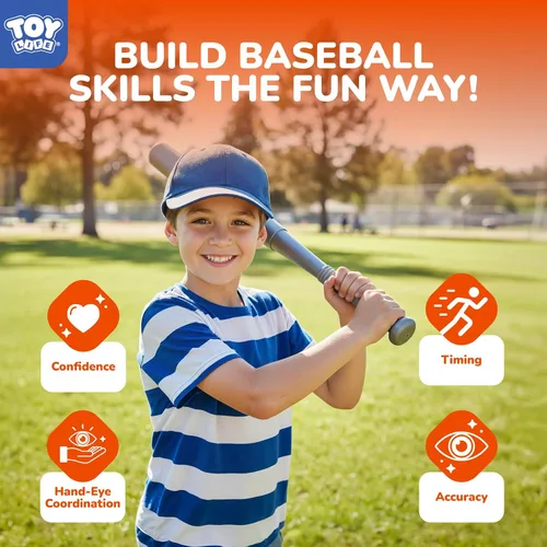 Vista 6 de Máquina de lanzamiento de béisbol TOY Life para niños, juego de entrenamiento de T-ball – Máquina de lanzamiento para niños pequeños con lanzador