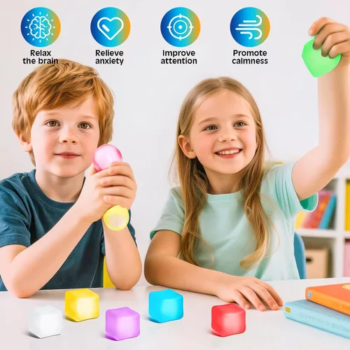 Vista 4 de 16 Pcs Stress Cube, Slow Rising Squishy, Stress Balls for Kids 16p-cubes 8