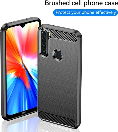 Vista 7 de Funda protectora para Xiaomi Redmi Note 8 de fibra de carbono, TPU suave, antideslizante, duradera, ligera, protectora para Redmi Note 8, negro