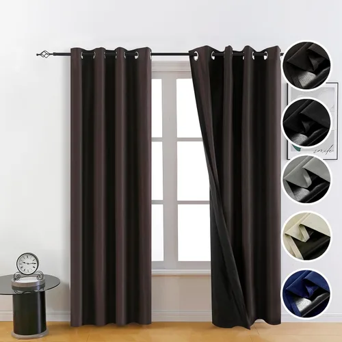 Vista 10 de Cortinas opacas 100% beige para dormitorio, cortinas de oscurecimiento de habitación de 84 pulgadas, cortinas opacas para sala de estar, cortinas