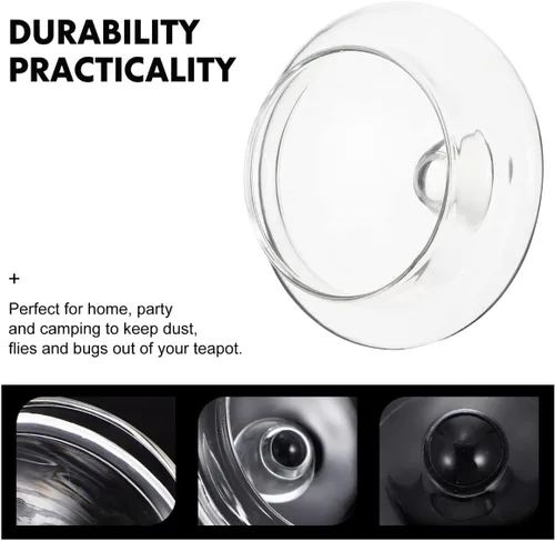 Vista 3 de Samlee Paquete de 2 tapas de repuesto para teteras de cristal, accesorios transparentes para teteras con cubierta de colador para teteras de cocina