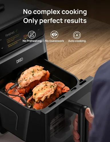 Vista 3 de Dreo ChefMaker - Freidora combinada, cocina como un profesional con solo presionar un botón, freidora de aire inteligente con sonda de cocina