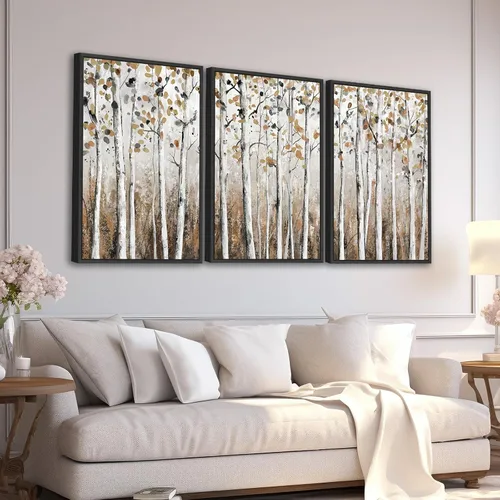 Vista 13 de Arte de Pared Botánico Enmarcado Grande - Decoración de Pared de Hojas Tropicales 16"x24" Juego de 3 Impresiones de Arte Bohemio Beige Pintura