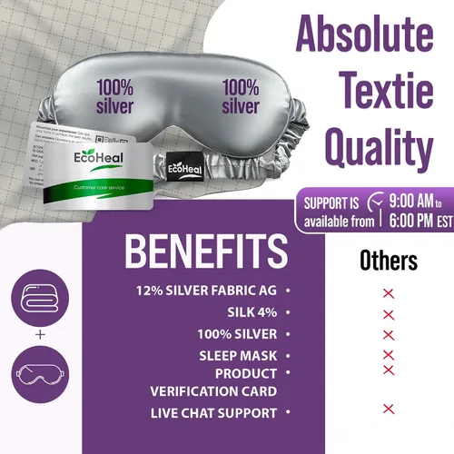 Vista 5 de Funda de almohada con conexión a tierra tamaño Queen con 12% fibra de plata, 4% seda, 84% algodón - Certificada por SGS - Funda de almohada