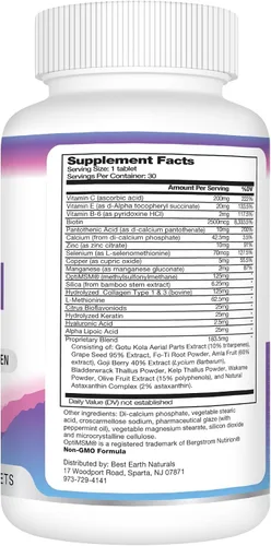 Vista 3 de Best Earth Naturals Suplemento para cabello, piel y uñas con biotina, colágeno, vitaminas para un cabello saludable, piel brillante, uñas fuertes