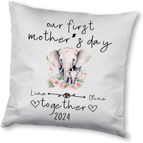 Vista 9 de Mother's Day Elephant, Personalised Pillow Case Decor for Home, Present for Mom, Grandmother, for Her