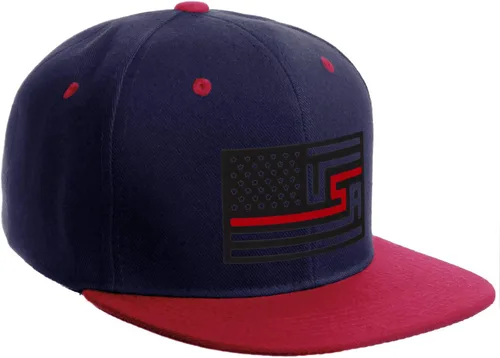 Vista 34 de I&W Hatgear Bandera de Rediseño de Estados Unidos Delgada Azul Línea Roja Soporte American Servicemen Sombrero El Snapback Línea Azul Delgada